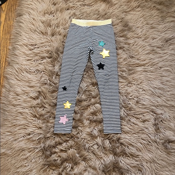Crewcuts Other - Crewcuts Black and White Striped Leggings with Colorful Star Accents